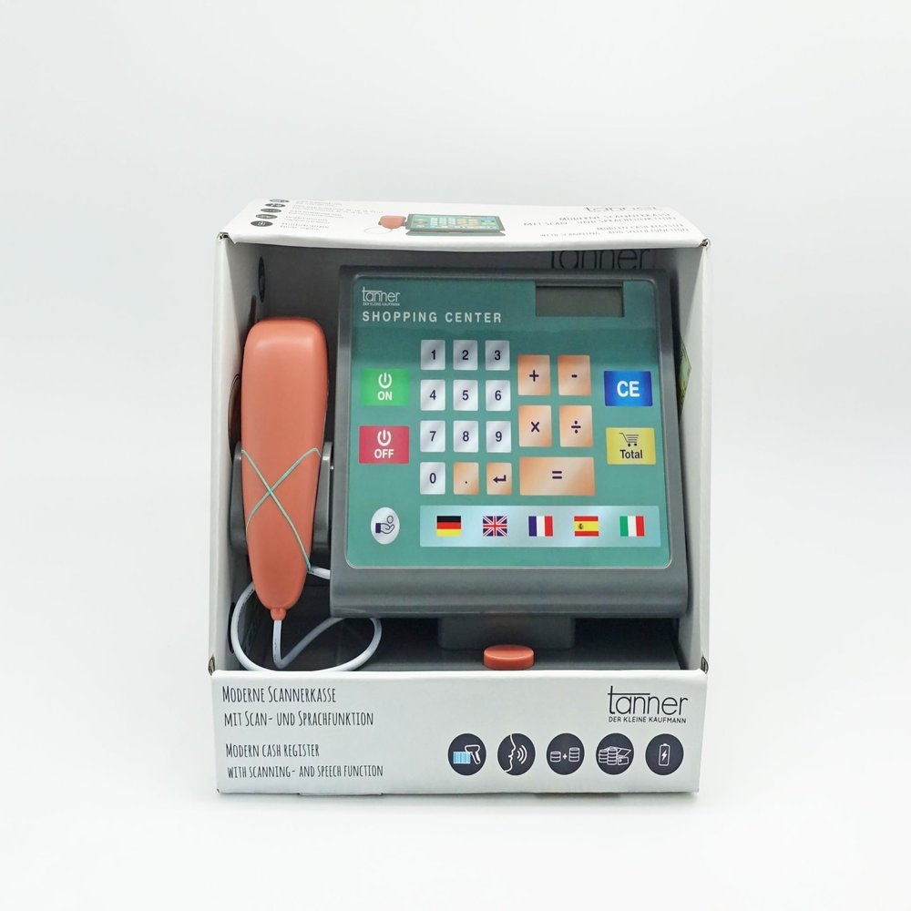 Tanner - Der kleine Kaufmann Deko - Modern Scanner Cash Box with Scan and Voice Function Including Play Money (Dimensions 27 x 17 x 22 cm, Material Plastic) 1040.4