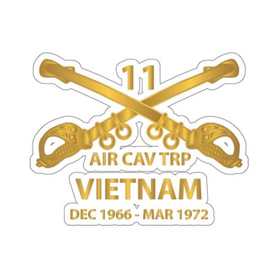 Kiss-Cut Stickers - Helicopter Troop - Air Cav Troop - 11th ACR - Branch - Vietnam - Dec 66 - March 72 X 300 (Transparent, 6"x6")