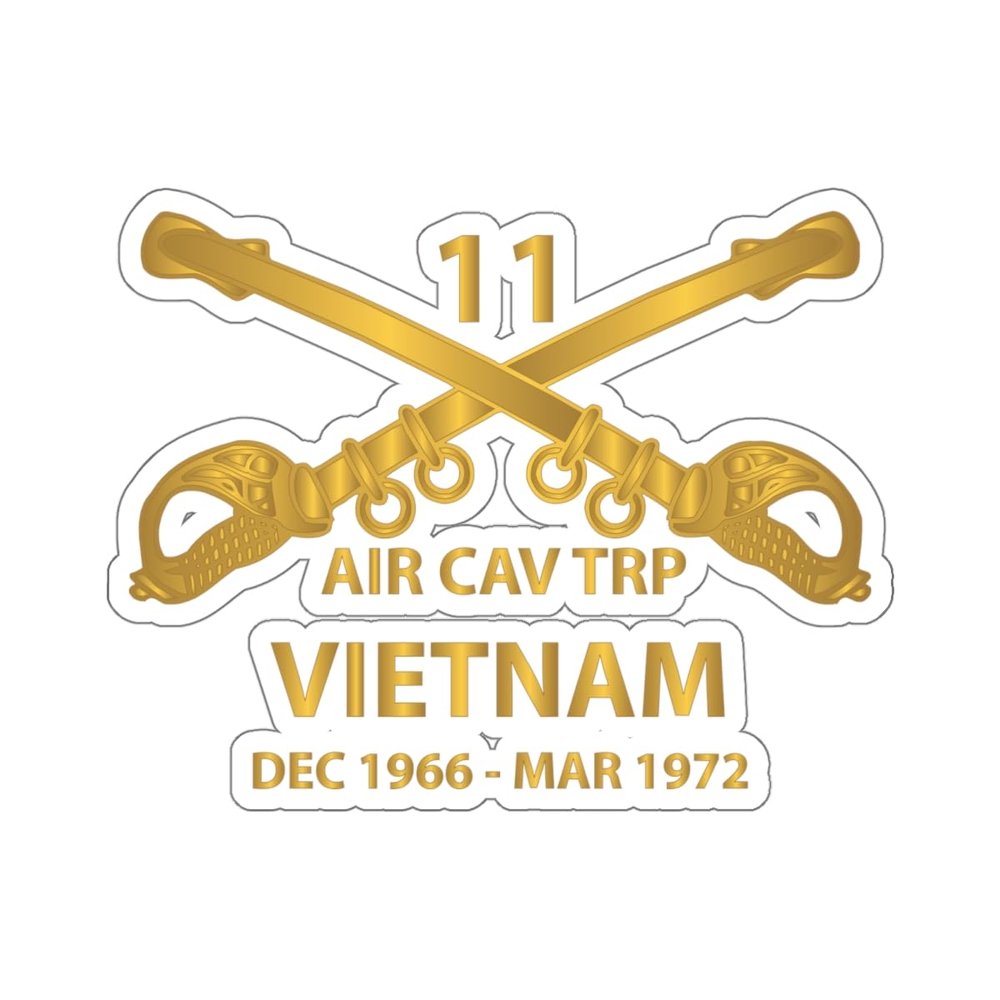 Kiss-Cut Stickers - Helicopter Troop - Air Cav Troop - 11th ACR - Branch - Vietnam - Dec 66 - March 72 X 300 (Transparent, 6"x6")