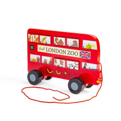 Bigjigs Toys London Bus Pull Along - Wooden Pull Along Baby & Toddler Toy Early Learning Activity Gifts for Babies & Toddlers Sustainable Made Age 12+ Months