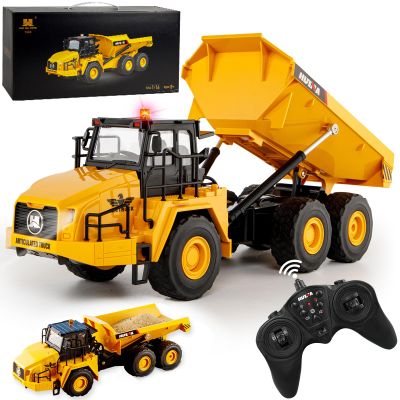 Ssccgym 16.5 Inch Remote Control Dump Truck 11-Channels 1/16 Scale 6.6LBS Load Capacity RC Heavy Duty Semi Alloy Construction Vehicles Toy for Boys Kids 8y+ 12y+ (6-Wheels)