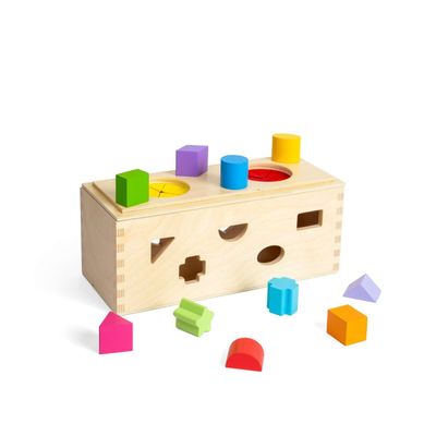 Bigjigs Toys Mystery Box - Pack of 10 Wooden Montessori Shape Sorter and Guess the Shapes, Early Learning, Eco-Friendly and Educational Gifts for Toddlers, Age 12+ Months