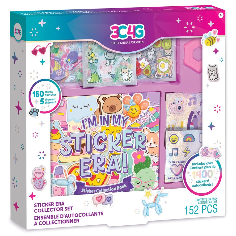 3C4G: I'm in My Sticker Era Collector Set - 150 Sheets, 1400+ Stickers in 5 Adorable Themes, Collection Book & Tool, Three Cheers for Girls, Kids 6+