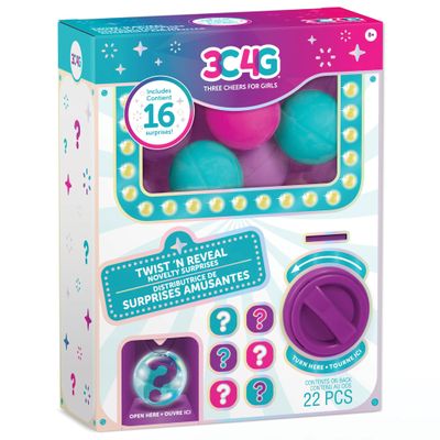 3C4G: Twist 'N Reveal Novelty Surprises - Dispenses 16 Treasure-Filled Capsules, Assortment of Exciting Accessories, Three Cheers for Girls, Kids 8+
