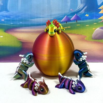 5pcs 3D Printed Articulated Mini Axolotl with Egg, Fidget Mini Axolotl Fidget Toy, Executive Desk Toy, Home Decor MA003-5X