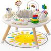 Move2Play 4-in-1 Baby Activity Center | Montessori-Inspired Design | 8 Interactive Toys | Tummy Time, Exersaucer & Toddler Table | Shower Gift | Essential | Must Have for 3, 6, 12 Month Old (Sun) view 1