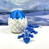 3D Printed Dragon with Dragon Egg, 12" Articulated White and Blue Cherry Blossom Dragon, Home Decor Executive Desk Toys,Fidget Toys for Autism- ADHD D073-WBE view 1