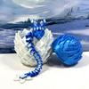 3D Printed Dragon with Dragon Egg, 12" Articulated White and Blue Cherry Blossom Dragon, Home Decor Executive Desk Toys,Fidget Toys for Autism- ADHD D073-WBE view 4