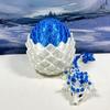 3D Printed Baby Dragon with Dragon Egg, 6" Articulated White and Blue Cherry Blossom Baby Dragon, Home Decor Executive Desk Toys,Fidget Toys for Autism/ADHD BD004-WBE view 1