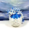 3D Printed Baby Dragon with Dragon Egg, 6" Articulated White and Blue Cherry Blossom Baby Dragon, Home Decor Executive Desk Toys,Fidget Toys for Autism/ADHD BD004-WBE view 2