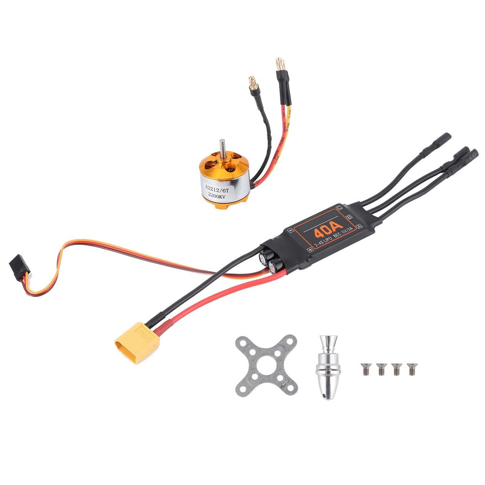 2212 KV2200 Brushless Motor + 40A ESC RC Drone Helicopter Set Lightweight, Comprehensive and Easy Installation, Compatible with Lithium Batteries