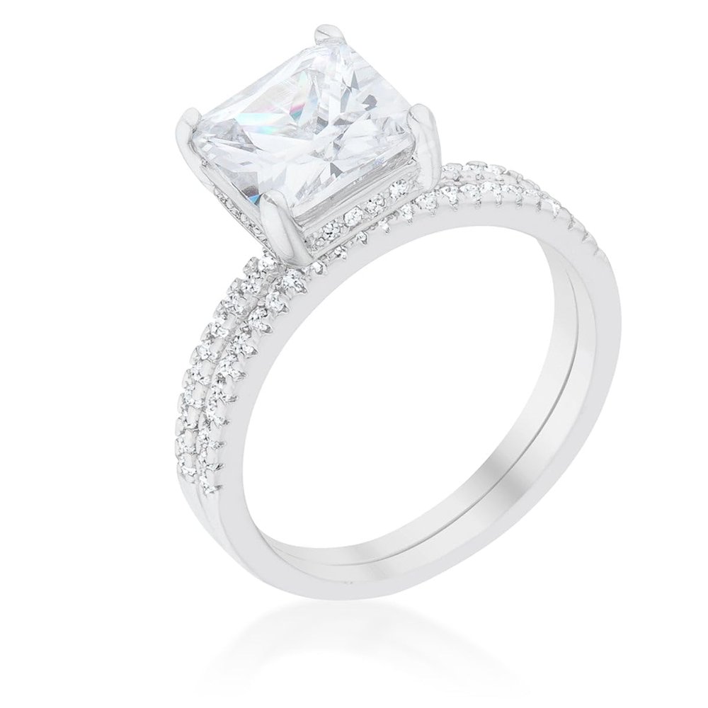 Princess Solitaire Wedding Set Ring Size 10