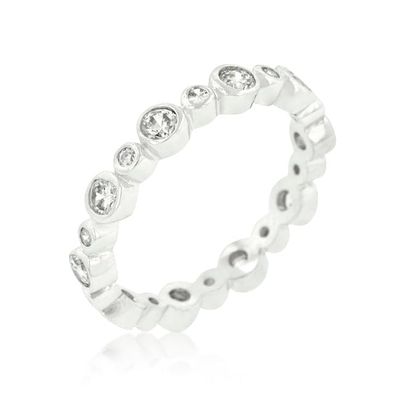 Alternating Bezel Linked Cubic Zirconia Eternity Band Size 6