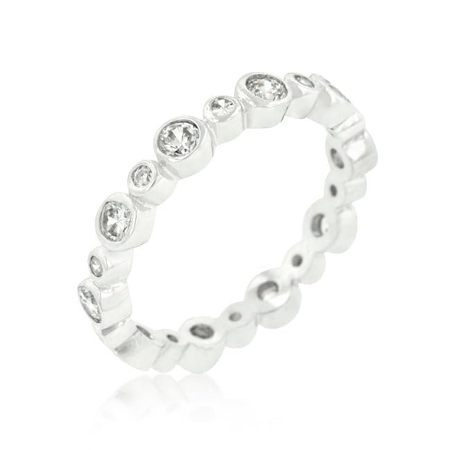 Alternating Bezel Linked Cubic Zirconia Eternity Band Size 10