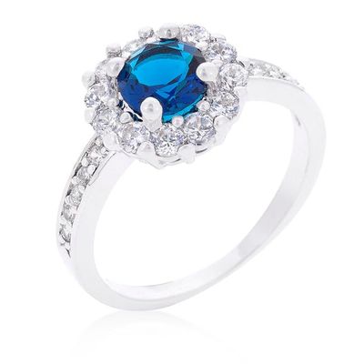 Sapphire Blue Halo Engagement Ring Size 6