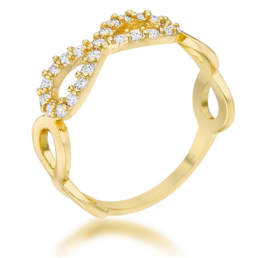 0.35ct CZ 18k Plated Gold Infinity Ring Size 5