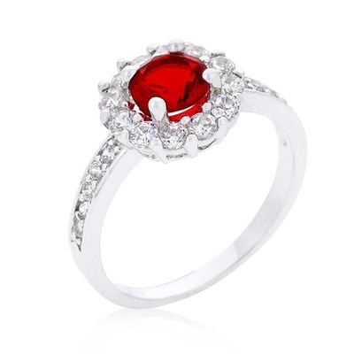 Ruby Red Halo Engagement Ring Size 8