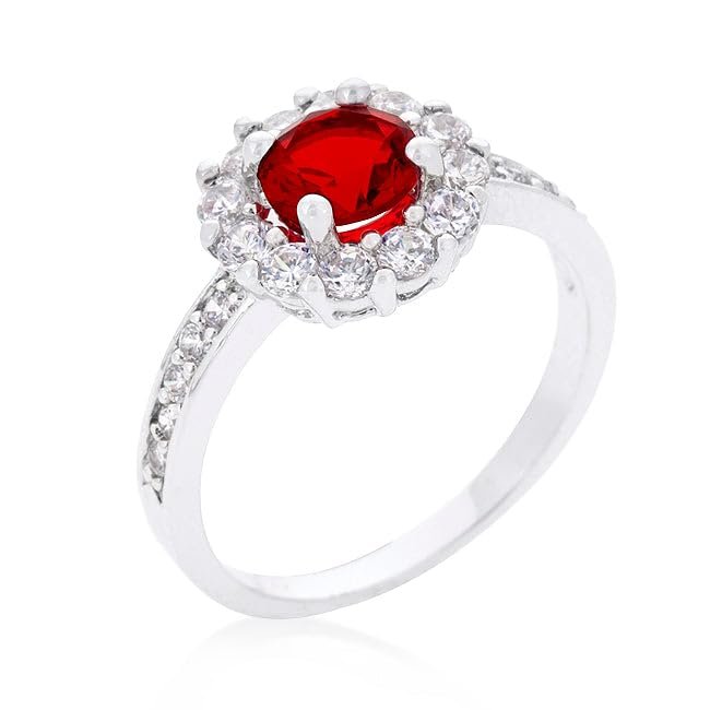 Ruby Red Halo Engagement Ring Size 8