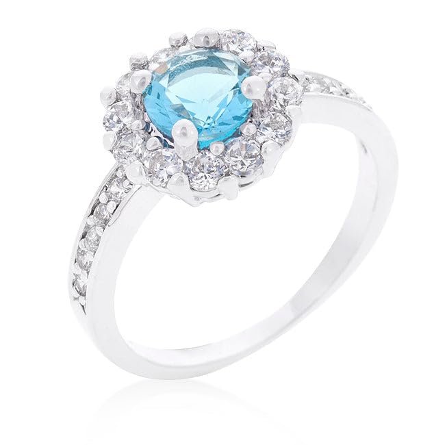 Birthstone Engagement Ring in Blue Size 8