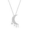 .6Ct Rhodium Moon and Stars Necklace with CZ view 1