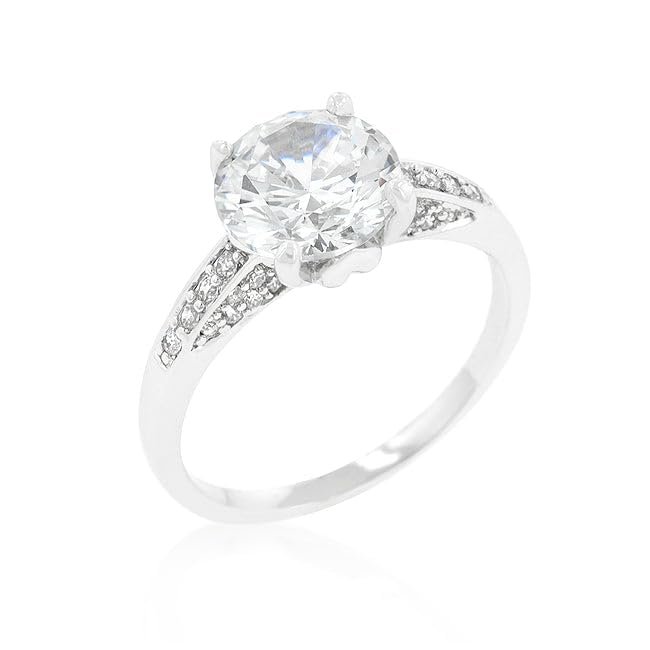 Contemporary Engagement Ring with Large Center Stone Size 9
