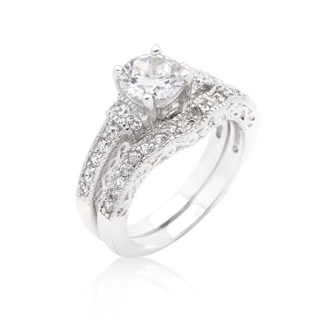 Art Deco Round Cut Bridal Set Size 8