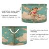 SEHANY Cute Baby Angel Large Round Storage Basket with Rope Handle, Canvas Laundry Hamper for Blankets Storage, Nursery Kids Storage Basket for Bedroom Bathroom Nursery Decor view 3