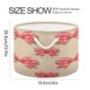 SEHANY Pink Bow Large Round Storage Basket with Rope Handle, Canvas Laundry Hamper for Blankets Storage, Nursery Kids Storage Basket for Bedroom Bathroom Nursery Decor view 2