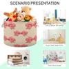 SEHANY Pink Bow Large Round Storage Basket with Rope Handle, Canvas Laundry Hamper for Blankets Storage, Nursery Kids Storage Basket for Bedroom Bathroom Nursery Decor view 4