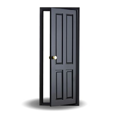 1/6 Scale Wooden Dollhouse 4 Panel Door 4-Panel Design with Handles Classic Design Easy Installation Multiple Colors Available (Black)