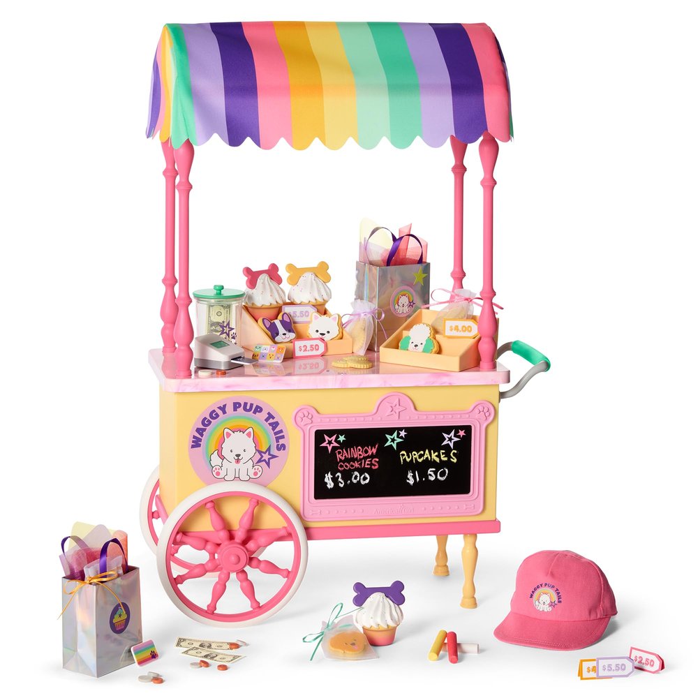 American Girl, Summer McKinny Girl of The Year 2025 Treat Cart for 18-inch Dolls with Mobile cart, Pretend Food, and Accessories, Ages 6+