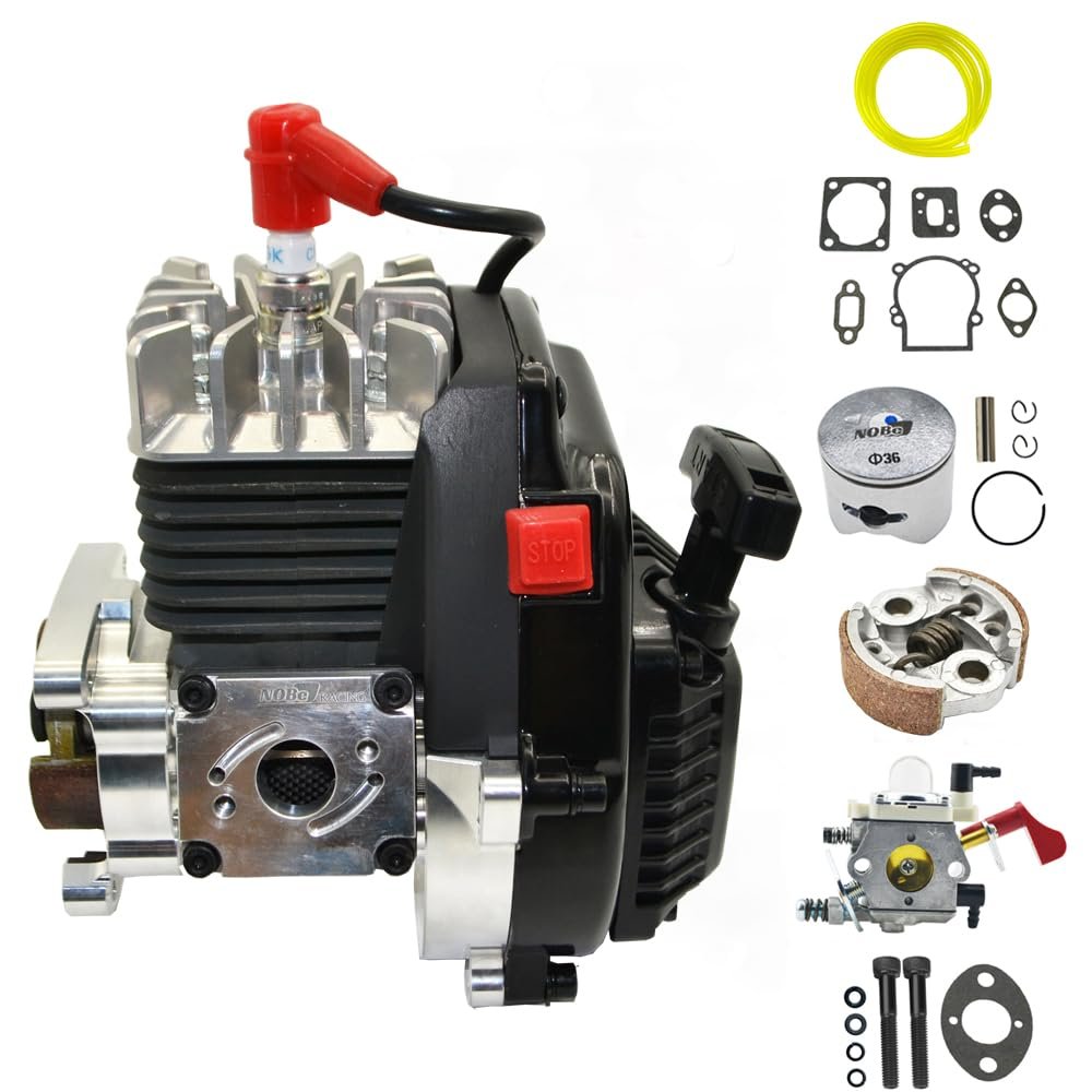 30.5cc CNC Crankcase Intake 1/5 Scale 2-Stroke Gasoline RC Engine Compatible with Walbro 997 Fit for Baja HPI Losi Redcat Rovan Compatible with All 1/5 RC car Professional Competition Model