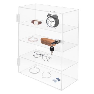 4-Tier Acrylic Display Case, Clear Jewelry Storage Box Art Collection Stand Showcase Display Cabinet with Lock Key for Stores Display Collectibles Figures, 11.81x5.9x15.75inch