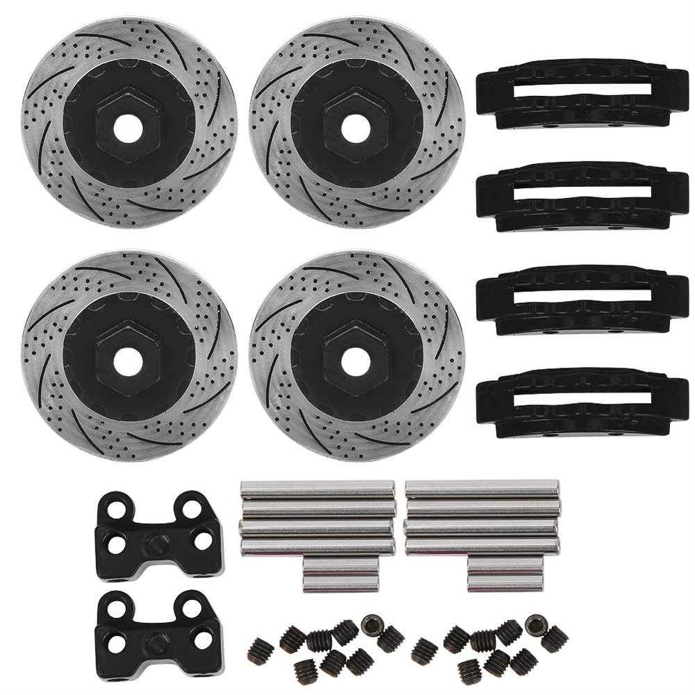 RC Brake Disc Palipers Simulation Metal 4pcs Compatible with 1 10 RC Series Car for Better Braking Performance and Authentic Appearance (Black)