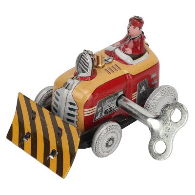plplaaoo Vintage Tin Toy Pushdozer Wind Up Design for Nostalgic Home Decor and Collectible Enthusiasts