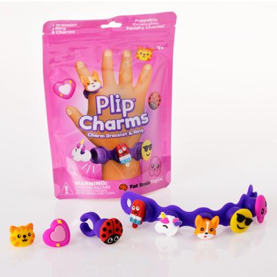 Fat Brain Toys Plip Charms Purple, Cute Customizable Charm Bracelet and Ring, Soft and Squishy DIY Jewelry Making Kit for Boys and Girls Ages 4 to 10