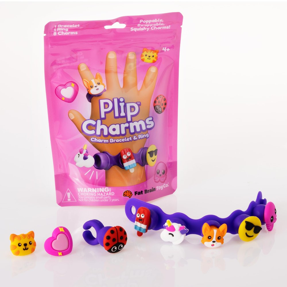Fat Brain Toys Plip Charms Purple, Cute Customizable Charm Bracelet and Ring, Soft and Squishy DIY Jewelry Making Kit for Boys and Girls Ages 4 to 10