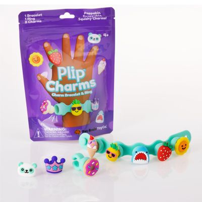 Fat Brain Toys Plip Charms Teal, Cute Customizable Charm Bracelet and Ring, Soft and Squishy DIY Jewelry Making Kit for Boys and Girls Ages 4 to 10