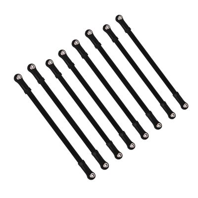 GARVALON 8pc Aluminum Alloy Pull Rod Rc Car Models Flexible Design Compatible with Wrangler and Wheelbase Vehicles Black