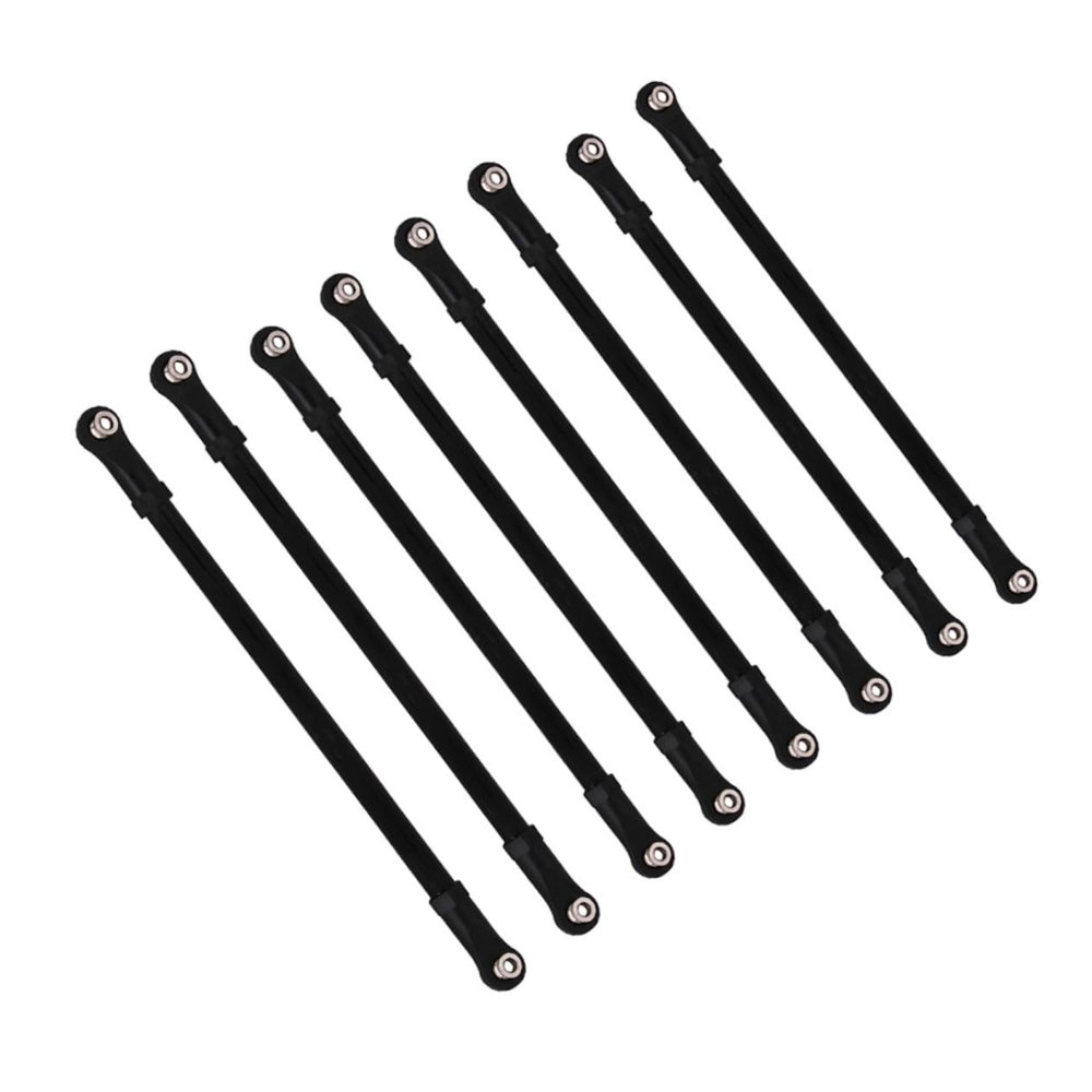 GARVALON 8pc Aluminum Alloy Pull Rod Rc Car Models Flexible Design Compatible with Wrangler and Wheelbase Vehicles Black