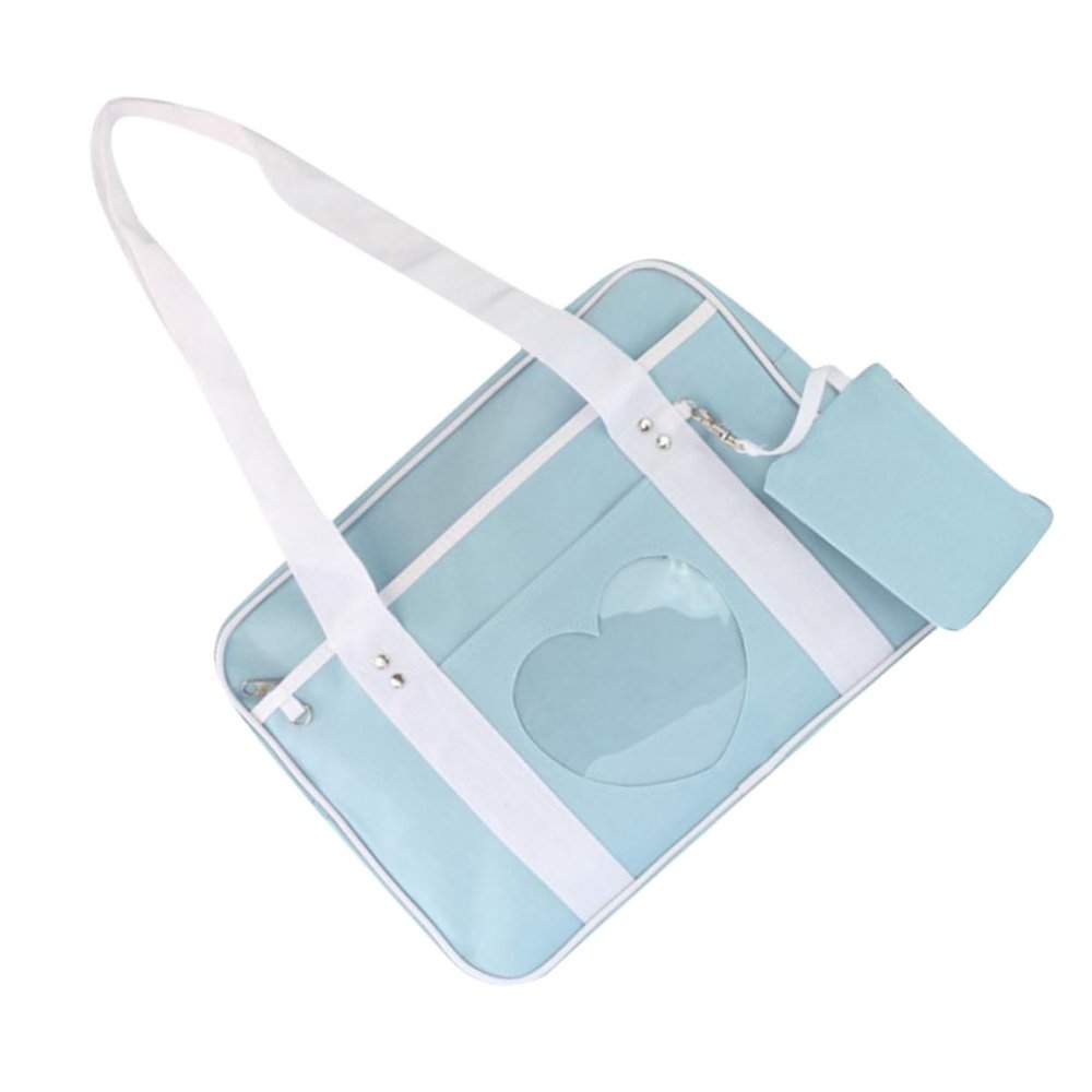 BESTYASH Candy Student Bag School Satchel Thick Straps Sky-blue and White Design for Teens Schooling Travel and Outdoor Activities