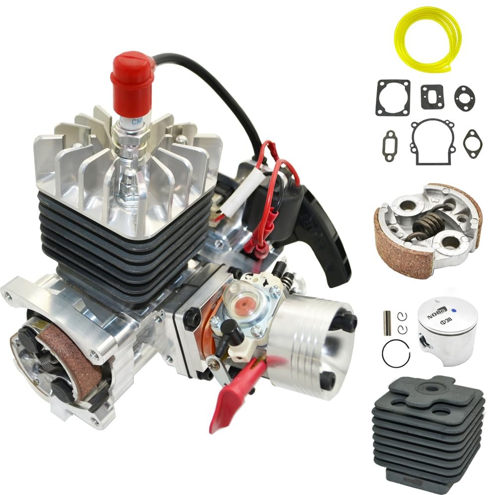 32cc Professional Competition Grade CNC Crankcase Intake 1/5 Scale 2-Stroke Gasoline RC Engine Compatible with Walbro 1191 Carburetor and NGK Spark Plug Fit for Baja HPI Losi Redcat Rovan