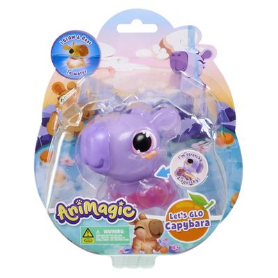 Animagic Let's Glo Capybara Purple | Squishy Water Toy Floats and Glows | Ages 4+