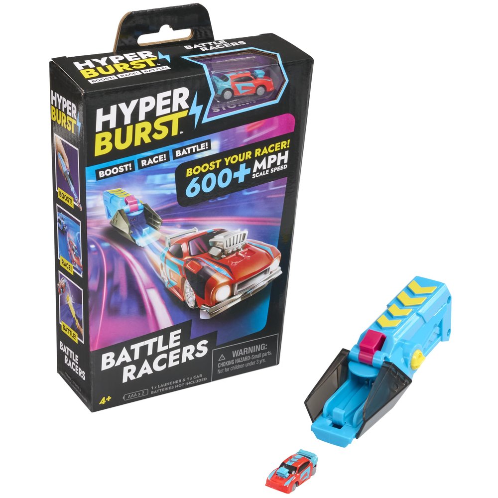 Hyper Burst Battle Racers Red Storm Car & Launcher | Over 600+ MPH Scale Speed! | Racing Micro Scale Cars and Battle Action Toys | Ages 5+