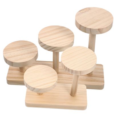 DECHOUS 2pcs Wooden Tiered Display Stand Figures Efficient Space-saving Shelf Riser Rack Sturdy Wood Construction Easy Installation for Home and Office