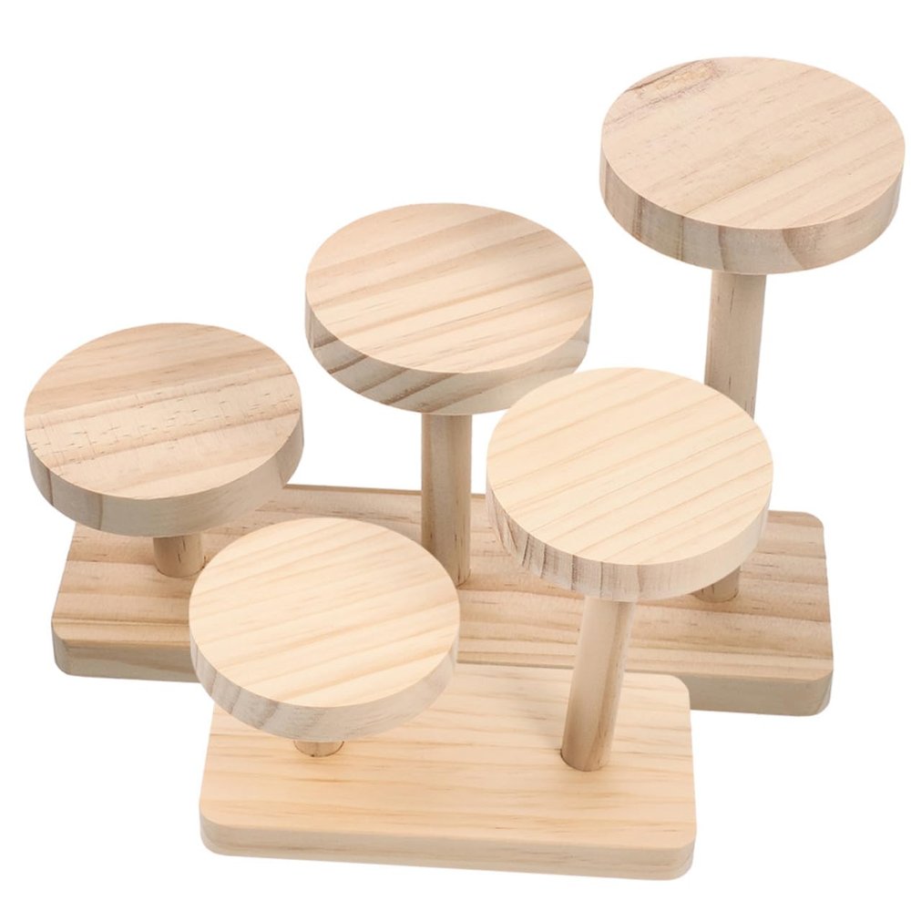 DECHOUS 2pcs Wooden Tiered Display Stand Figures Efficient Space-saving Shelf Riser Rack Sturdy Wood Construction Easy Installation for Home and Office