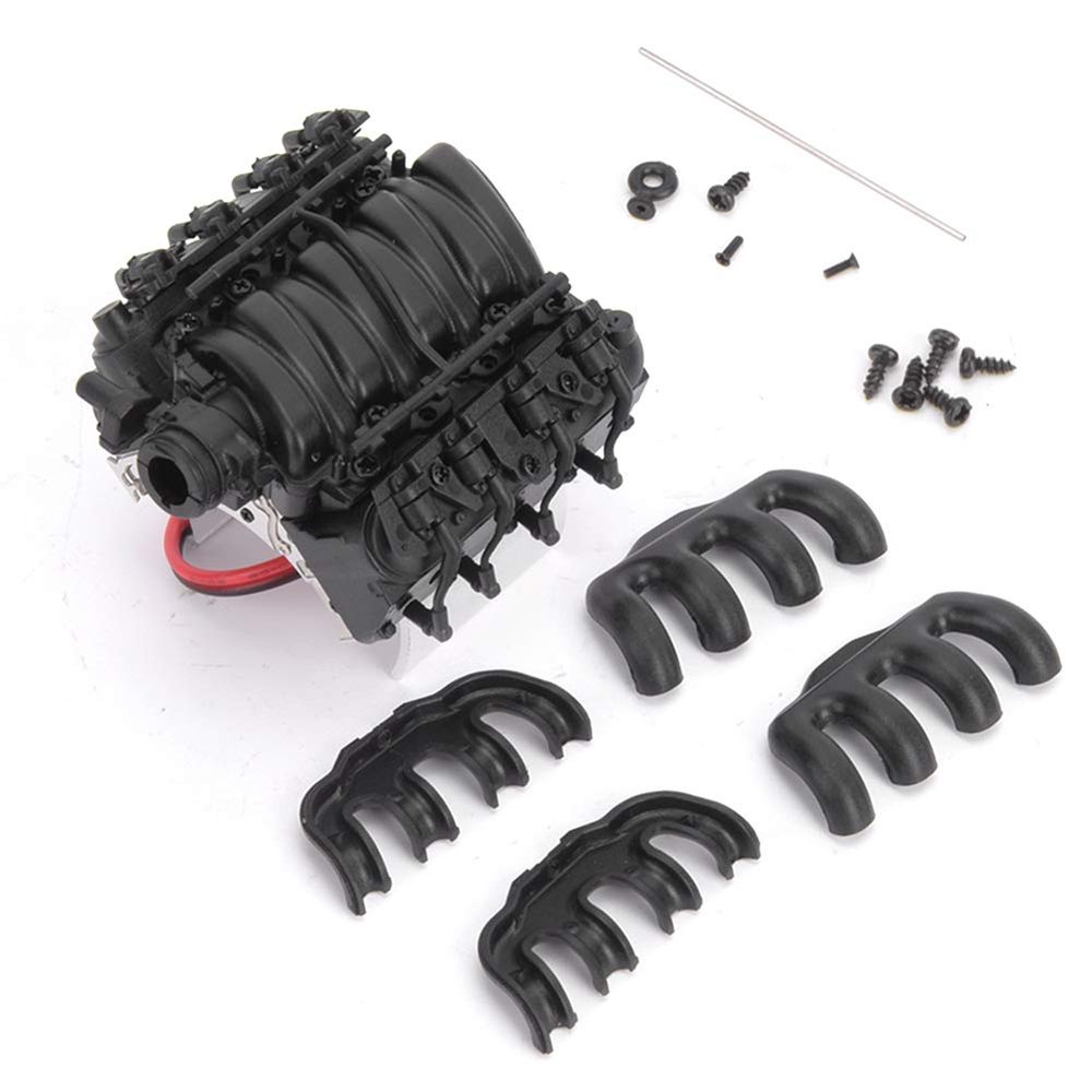 plplaaoo RC Simulation V8 Engine Cover Cooler Motor Fan for 4 SCX10 SCX10II Enhances Cooling Efficiency with Automatic Temperature Control and High Performance Design (Black)