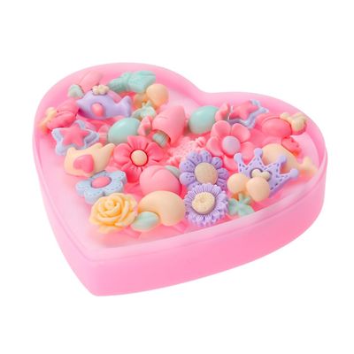VICASKY Child Ring Toy 24pcs Girls Rhine Gem Rings Plastic Jewelry Set Heart Box Birthday Kids