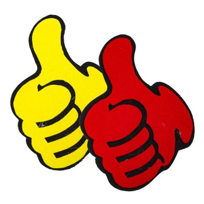 Anneome 2pcs Thumb up Cheering Props Inspirational Felt Decorations for Events Yellow Red Hand Ornaments for Sports Parties and Home Decor
