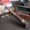 Antique Brown Brass Telescope with Brown Leather Cover on Top in Wooden Box Spyglass Pirate Ship Instrument 18 inches Best Gift Item view 1